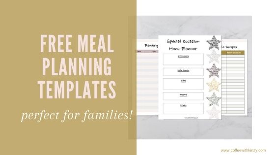 Printable free meal planning templates preview