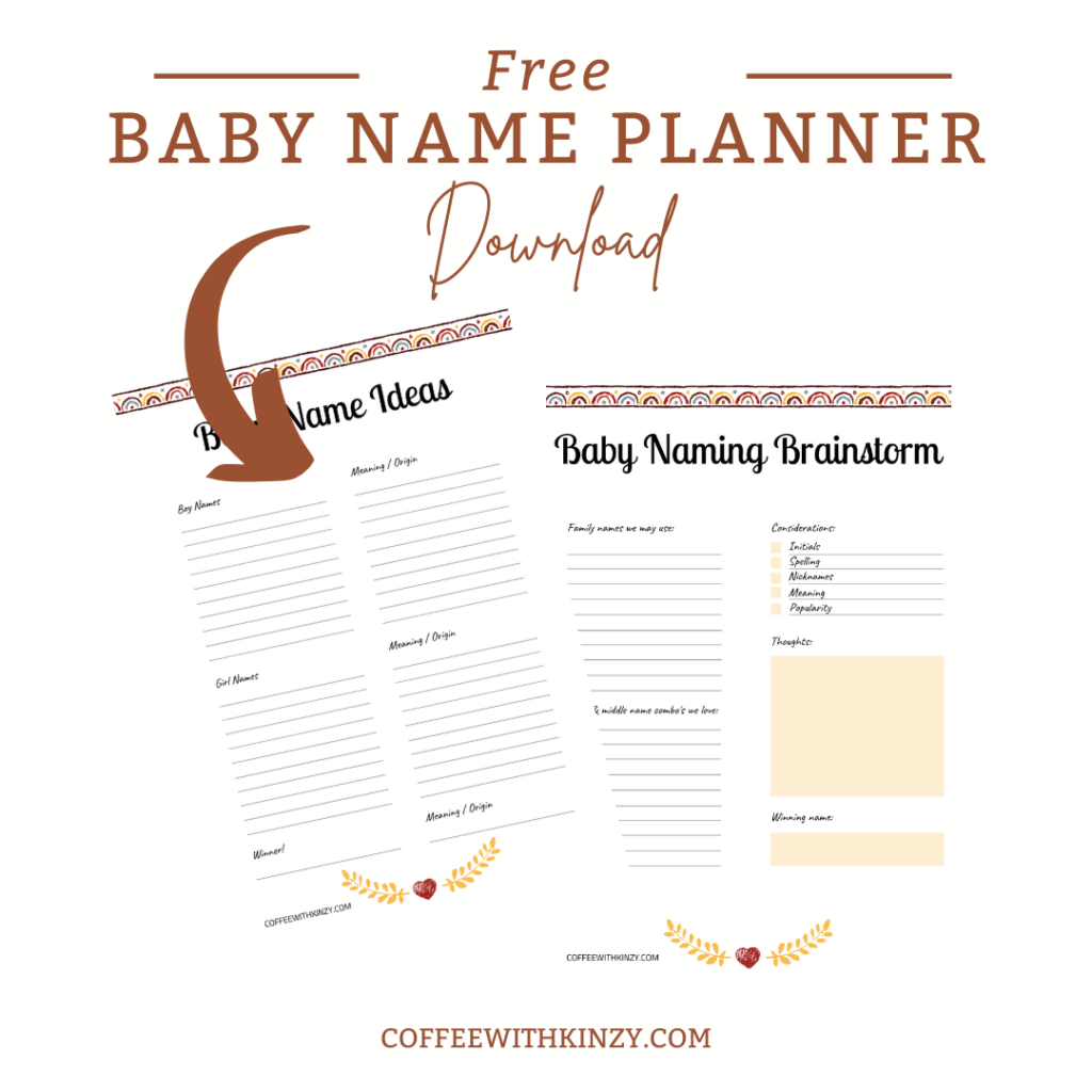 boho rainbow baby name planner and checklist