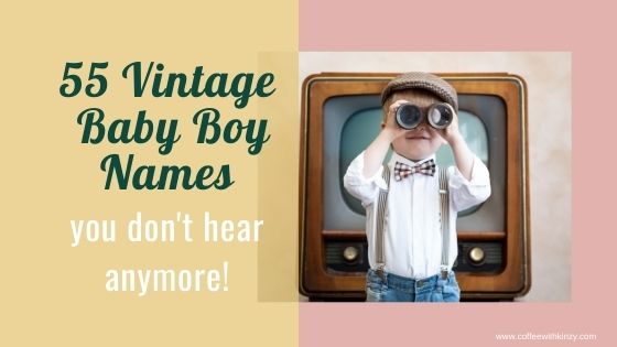 55 Vintage Baby Boy Names You Don't Hear Anymore: boy in vintage hat in front of vintage television holding binoculars