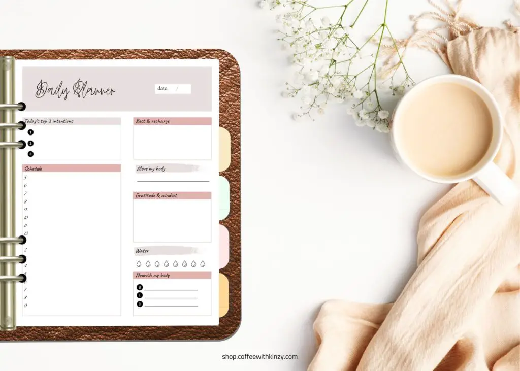 printable day planner with times 