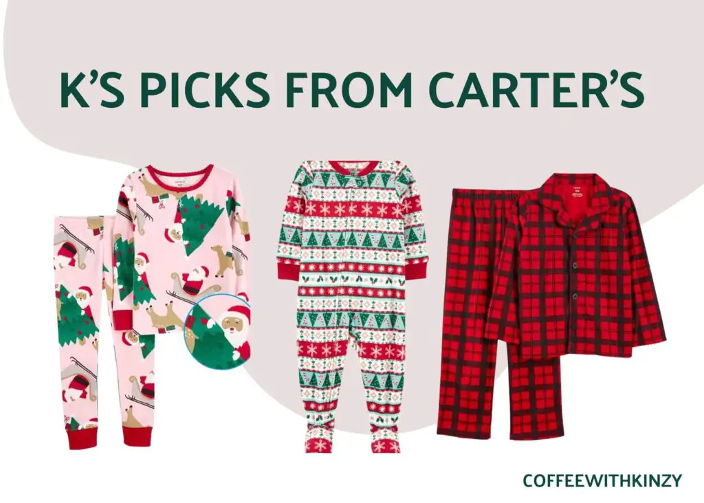 Carter's Matching Family Pajamas: pink santa, fair isle, and collar plaid