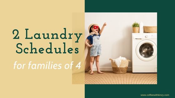 Weekly Laundry Schedule for Family of 4 preview: young child in cape superhero posing next to toy washer