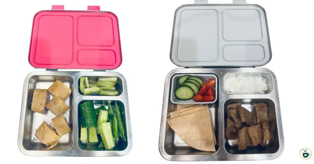 Easy healthy lunchbox ideas for kids. Ham and cheese roll ups and assemble your own gyro pita.